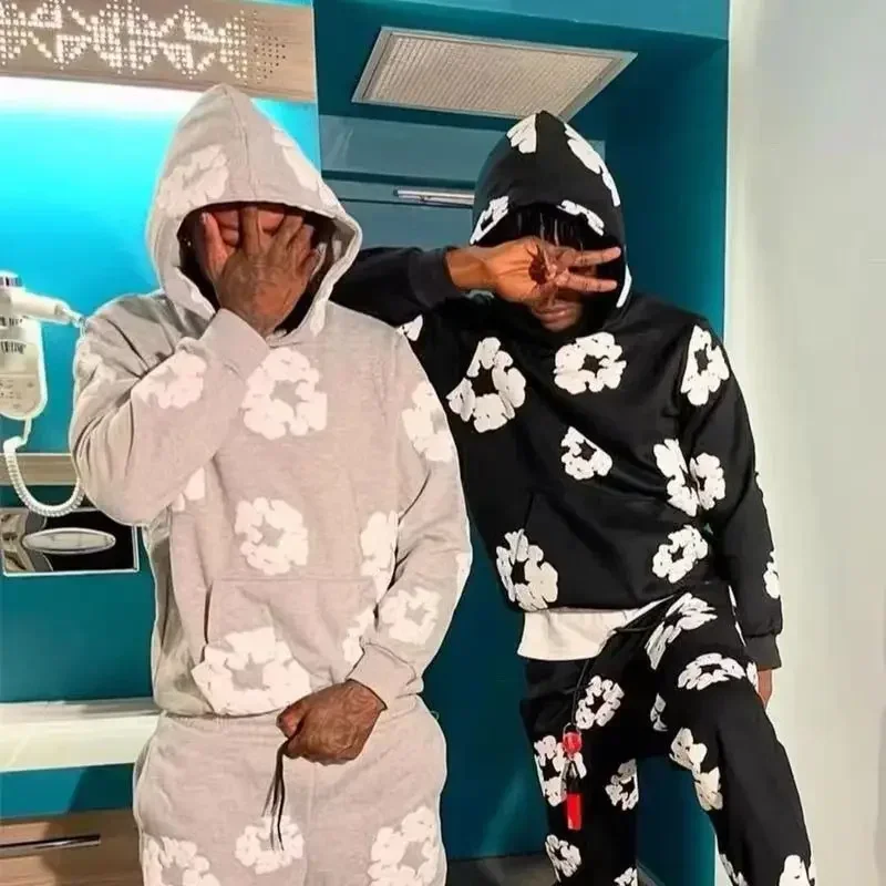 Felpa con cappuccio modello fiore 2025 Y2K adatta sia per uomo che per donna felpa casual ampia