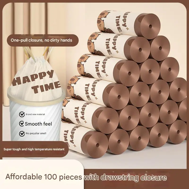 Easy-Tear Drawstring Garbage Bags | Leak-Proof Kitchen & Outdoor Waste Bags