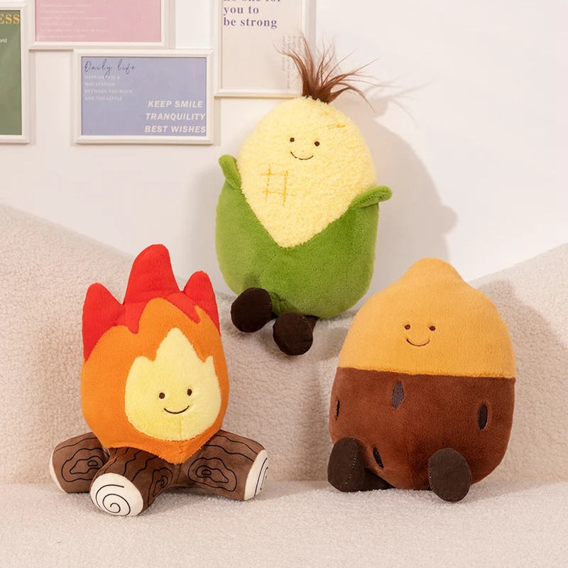 Simulation Winter Bonfire Cartoon Roasted Corn Plush Doll Creative Stuffed Cute Roasted sweet potatoes Soft Kids Toy Gifts Decor