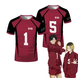 Anime Haikyuu Nekoma Jersey Uniform T-shirt Kozume Tetsurou Kuroo Cosplay Costume High School Volleyball Club Men Sportswear Tee