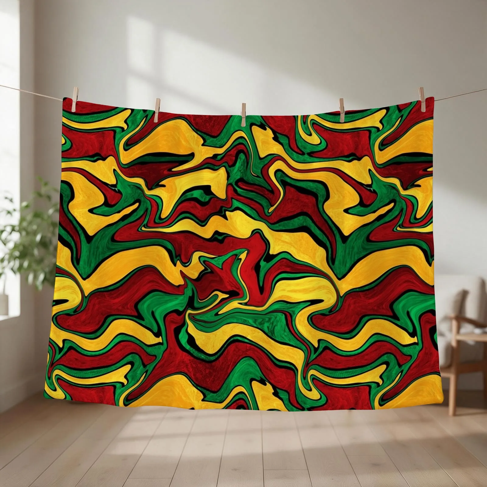 Liquify art with rasta colors, Rastafarian swirl pattern Throw Blanket For Baby Decorative Sofa Luxury bed plaid Blankets