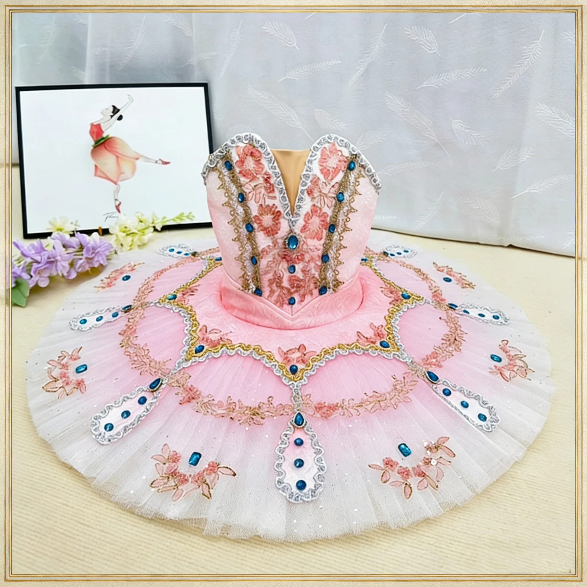 Personalizado esmeralda bela adormecida piquete fada boneca variação feminina ballet tutu vestido desempenho tutu saia