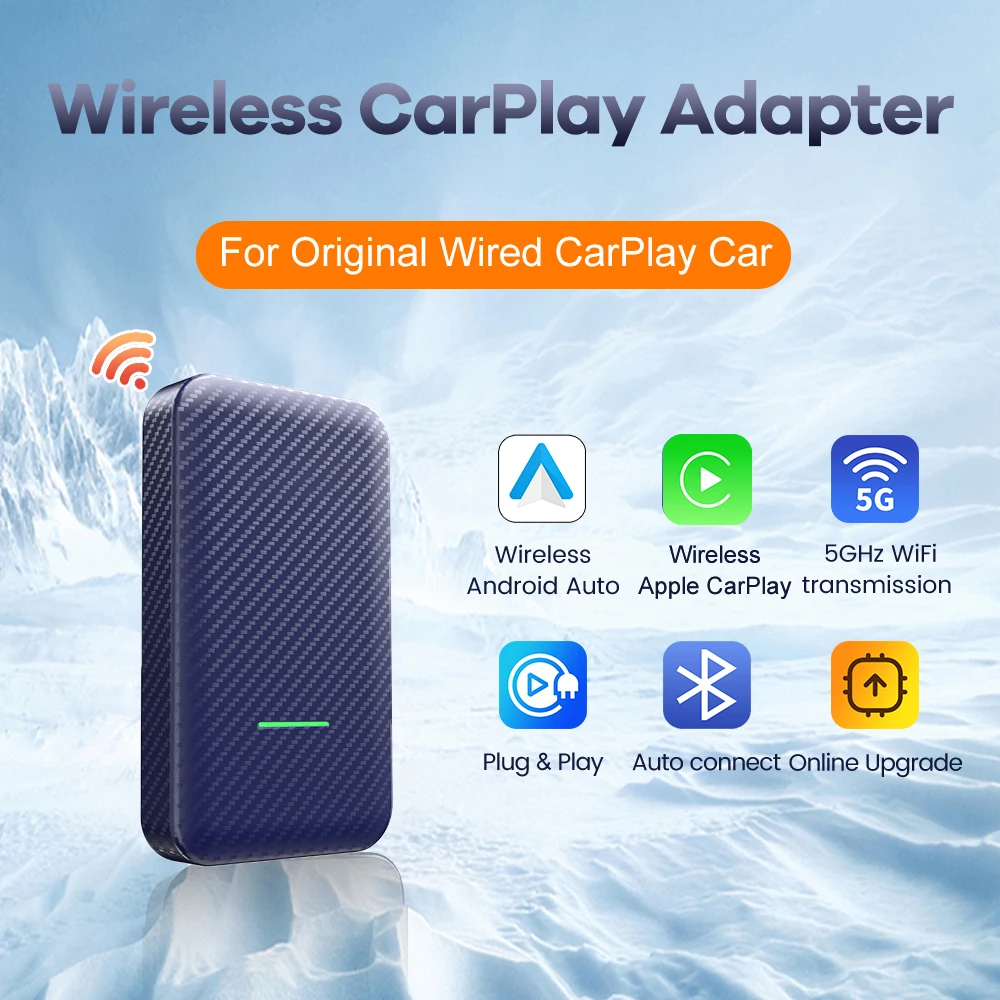 

Wired to Wireless CarPlay Adapter, Wired and Wireless Android Auto Dongle for OEM Factory CarPlay Cars, Fast Connect, Plug&Play