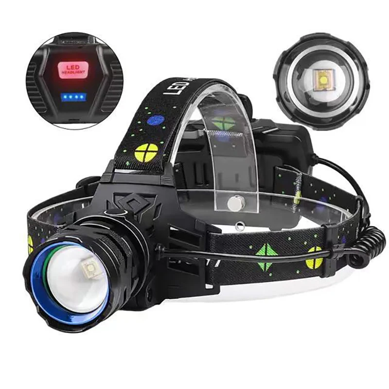 LED Strong Light Variable Focus Head Light USB Charging Outdoor Night Fishing Waterproof Long Range Portable Long Range Headligh