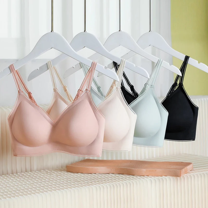 Tea Polyphenols Comfortable Seamless Underwear Gather Up High Elasticity Breathable Moisture-absorbing Non-marking  Women Bra