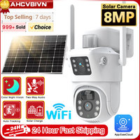 4K 8MP AI Tracking WIFI Solar Camera Dual Lens Battery Wireless IP Camera Outdoor Security PTZ Long Time Stand Surveillance 4K