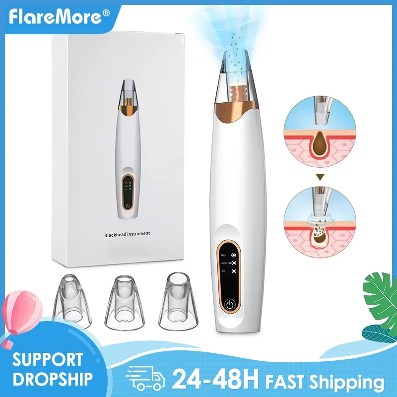 New Facial Blackhead Remover Vacuum Pore Cleaner Face&Nose Blackhead Removal Kit Electric Acne Facial Extractor Skin Care Tool