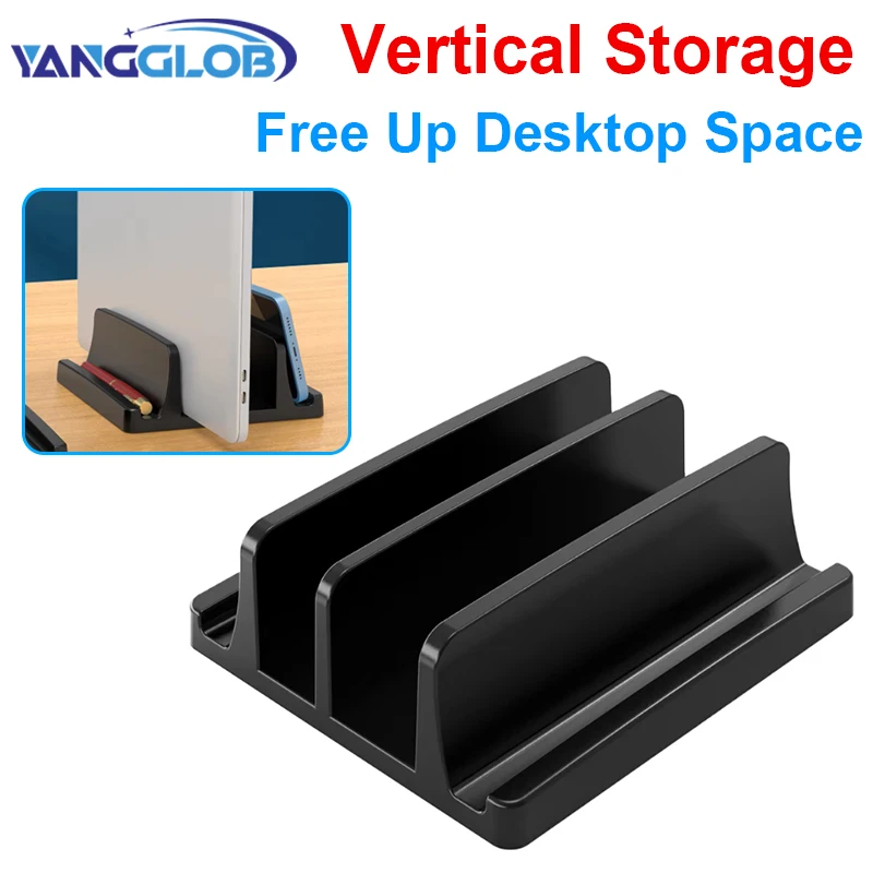 

Vertical Laptop Stand for Desk,Dual Slots Plastic Laptop Holder with Space Saving Design,Laptop Stand Supports MacBook