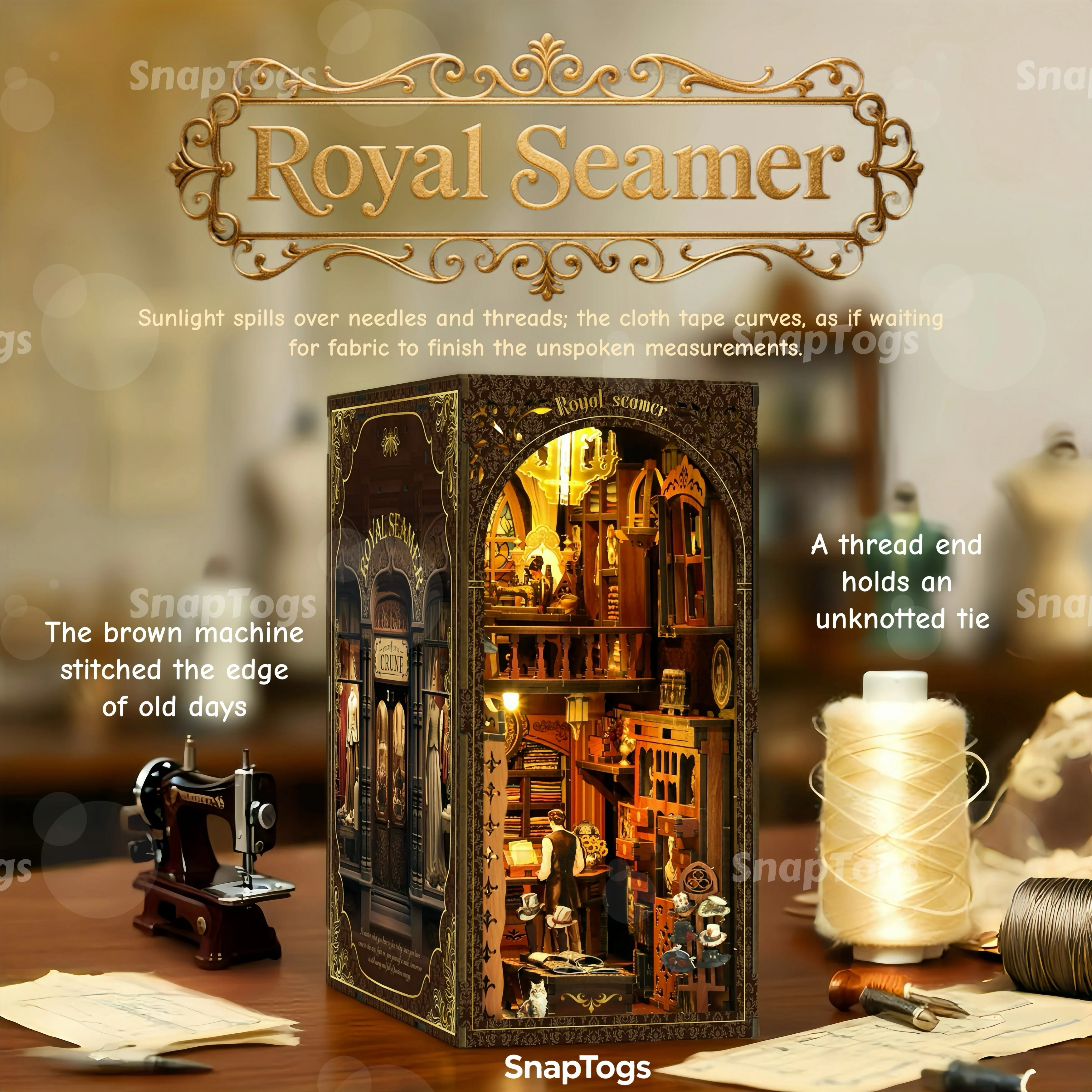 

SnapTogs Royal Seamer DIY Miniature House Kit Vintage Book Nook Tiny Doll House Delicate Roombox For Display & Gift-giving