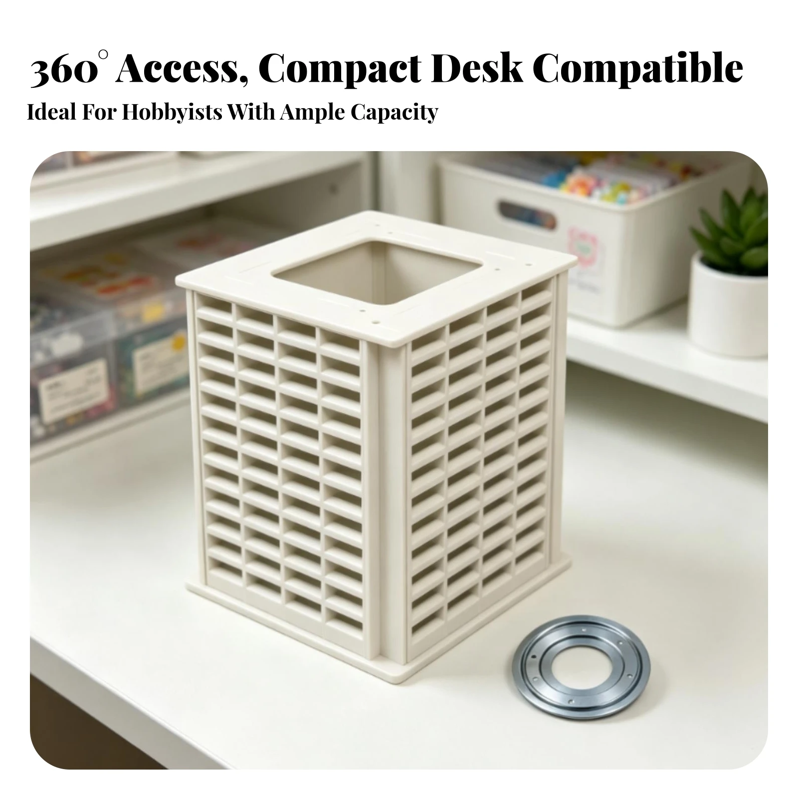 Organizer Waterproof PVC Rotating Storage Rack with 240 Compartments Square Open-Top Rotating Organizer Moisture-Resistant