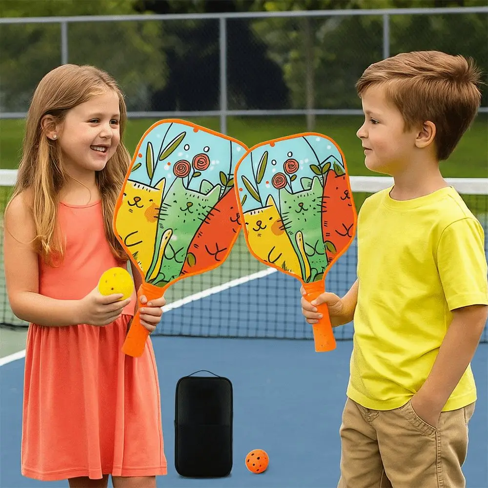 

Cartoon Children's Pickleball Set Portable with Carry Bag 's Pickleball Set Lightweight Durable Children's Pickleball Rackets