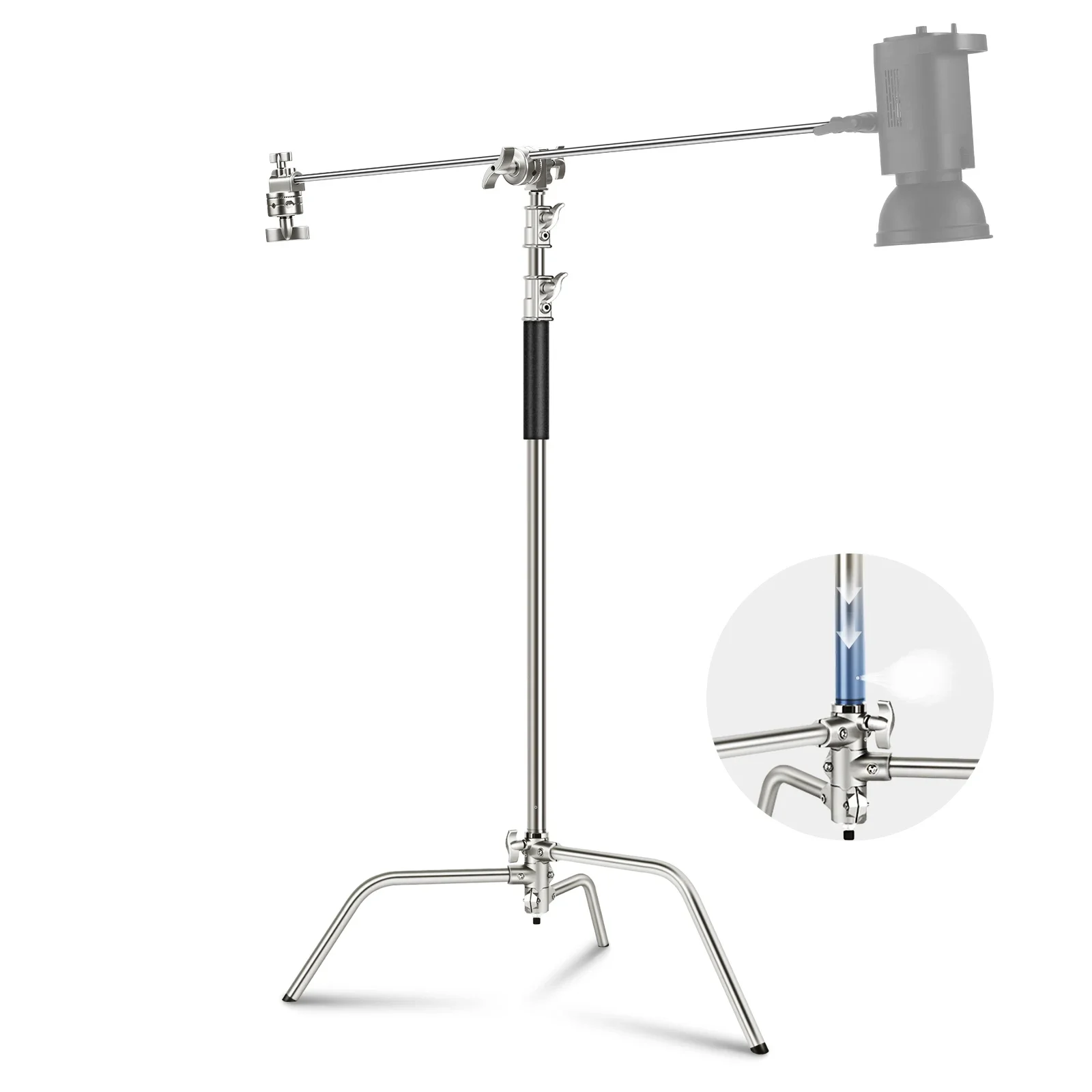

NEEWER C Stand With Boom Arm Pro 100% Stainless Steel, Air Cushion Heavy Duty Photography Light Stand Max Height 10.8ft/330cm,