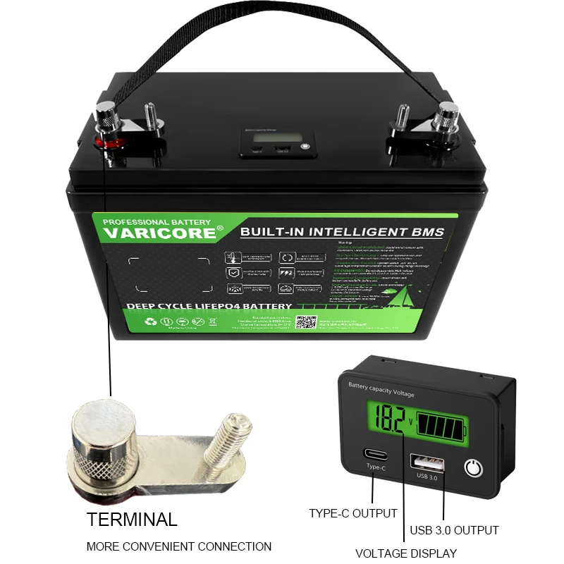 VariCore 12V 310Ah 200Ah 180ah 120Ah 340Ah battery LiFePO4 phosphate for 4S 12.8V RV Motorcycle Car motor batteries modification