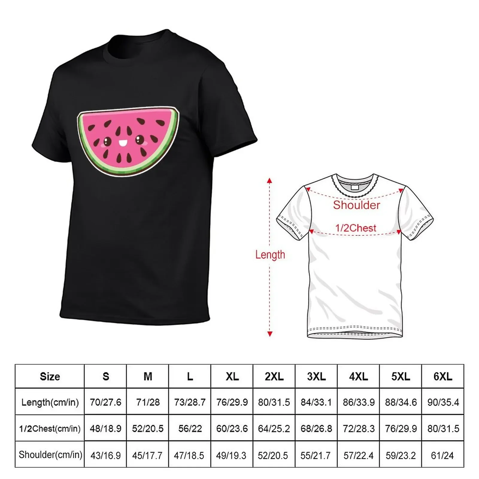 Kawaii Watermelon Slice T-Shirt plus sizes customs design your own oversized graphic tee plain black t shirts men