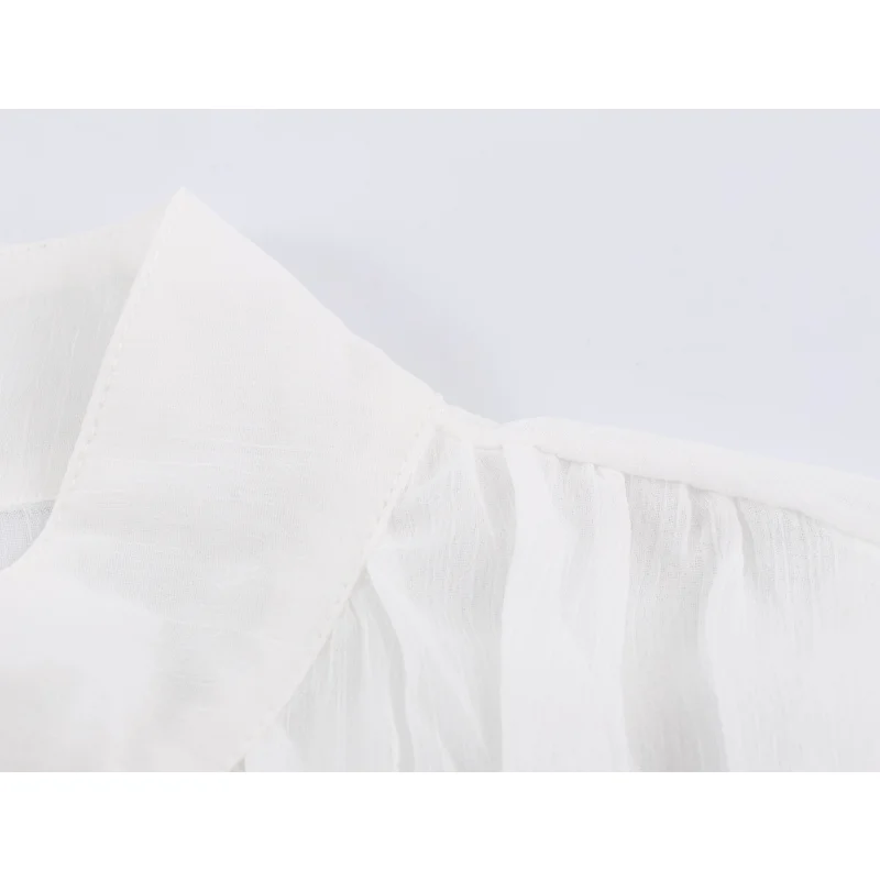 Damen Neue Luxus Vintage-Stil Blusen Elegante Damen-Bluse für Dinner, Bankette und Partys mit Rüschen, Kordelzug und Löchern, Lose Formelle Bluse – Detail 24