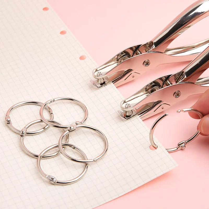 50Pcs Metal Ring Binder Staple Book Binder Albums Loose-leaf Book Hoops Loose Leaf Ring Keychain Office Binding Supplies