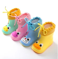 Stivali da pioggia per bambini stivali di gomma scarpe da acqua per bambini PVC Baby Cartoon impermeabile antiscivolo caldo inverno fodera in cotone rimovibile