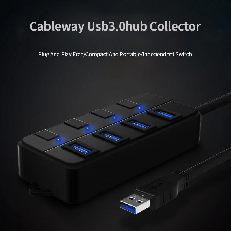 

USB 3.0 Hub High Speed Hub 4/7 Ports Multiple 3.0 Hub Multi USB Splitter Independent Switch Extender For PC Laptop Accessoriess