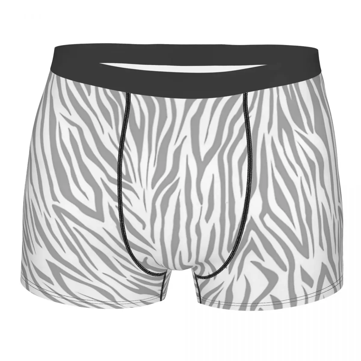 Hot Boxer Modern Gray White Zebra Pattern Shorts Panties Briefs Men's Underwear Animal Skin Texture Underpants for Homme S-XXL