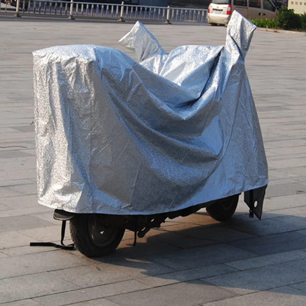 

Motorcycle Cover Universal Silver Size M Waterproof Rain Protector Sun Block Dustproof Outdoor Shelter Motorbike Cover