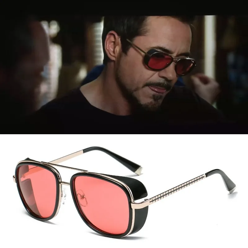 Lunettes de soleil pour hommes, verres rétro vintage punk avec revêtement Rossi