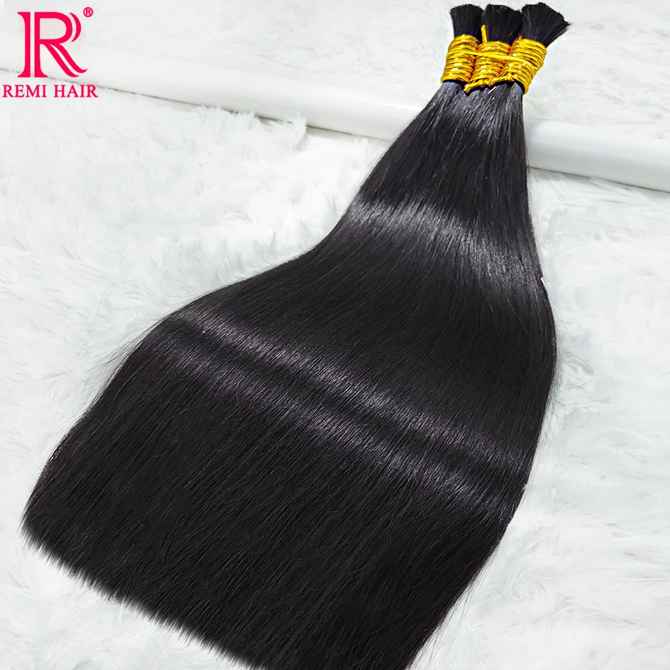 Virgin Human Hair Extensions Original Unprocessed Indian Hair Straight Natural Hair Weaving No Weft Human Braiding Hair Bulk