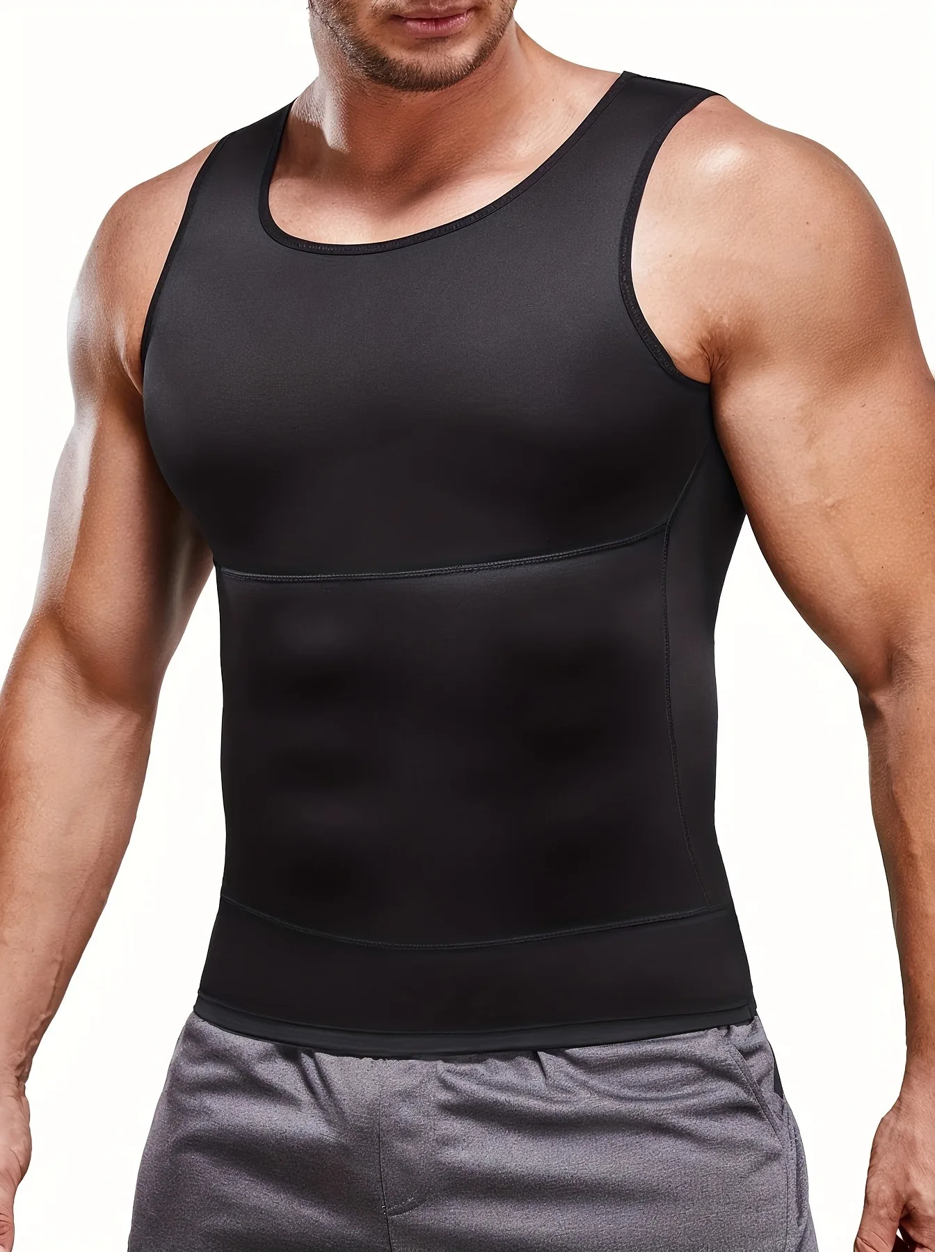 Men\'s Compression Tummy Control Body Shaper Tank Top Vest Undershirt Tops All Season Shaping Sweatshirt