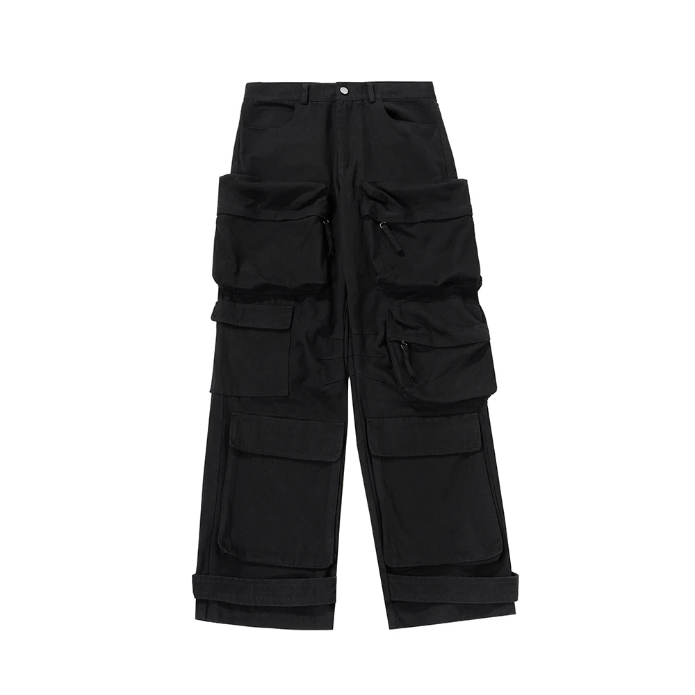 Y2k Multi-taschen Gerade Baggy Cargo Hosen für Männer Pantalones Hombre Schwarz Overalls Streetwear Lose Beiläufige Hosen Übergroßen