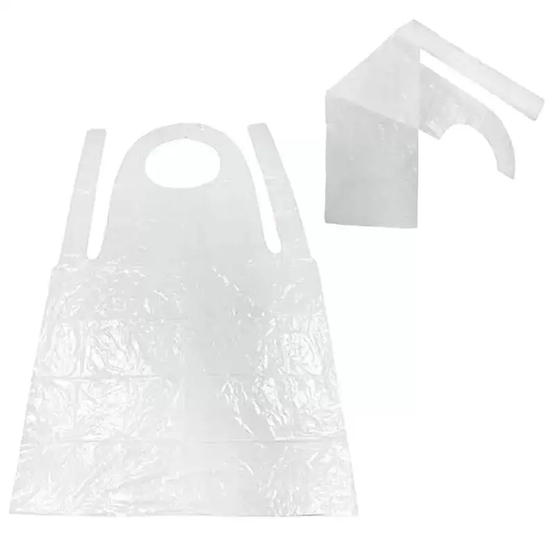 Premium 100pcs/set White Disposable Cleaning Apron Transparent Use Kitchen Easy Supplies Aprons Plastic Kitchen Antifouling