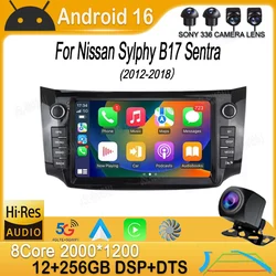 Carplay Android 16 Car Radio For Nissan Sylphy B17 Sentra 2012 2013 2014 2015 2016 2017 2018 Multimedia Dvd Video Player Stereo