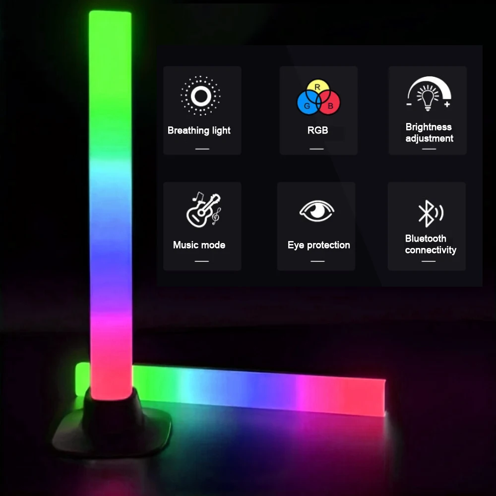 Imagem -06 - Rgb Led Atmosfera Barra de Luz Bluetooth Controle App Música Lâmpada de Sensoriamento Ritmo Jogo tv Decoração Desktop Iluminação Presentes