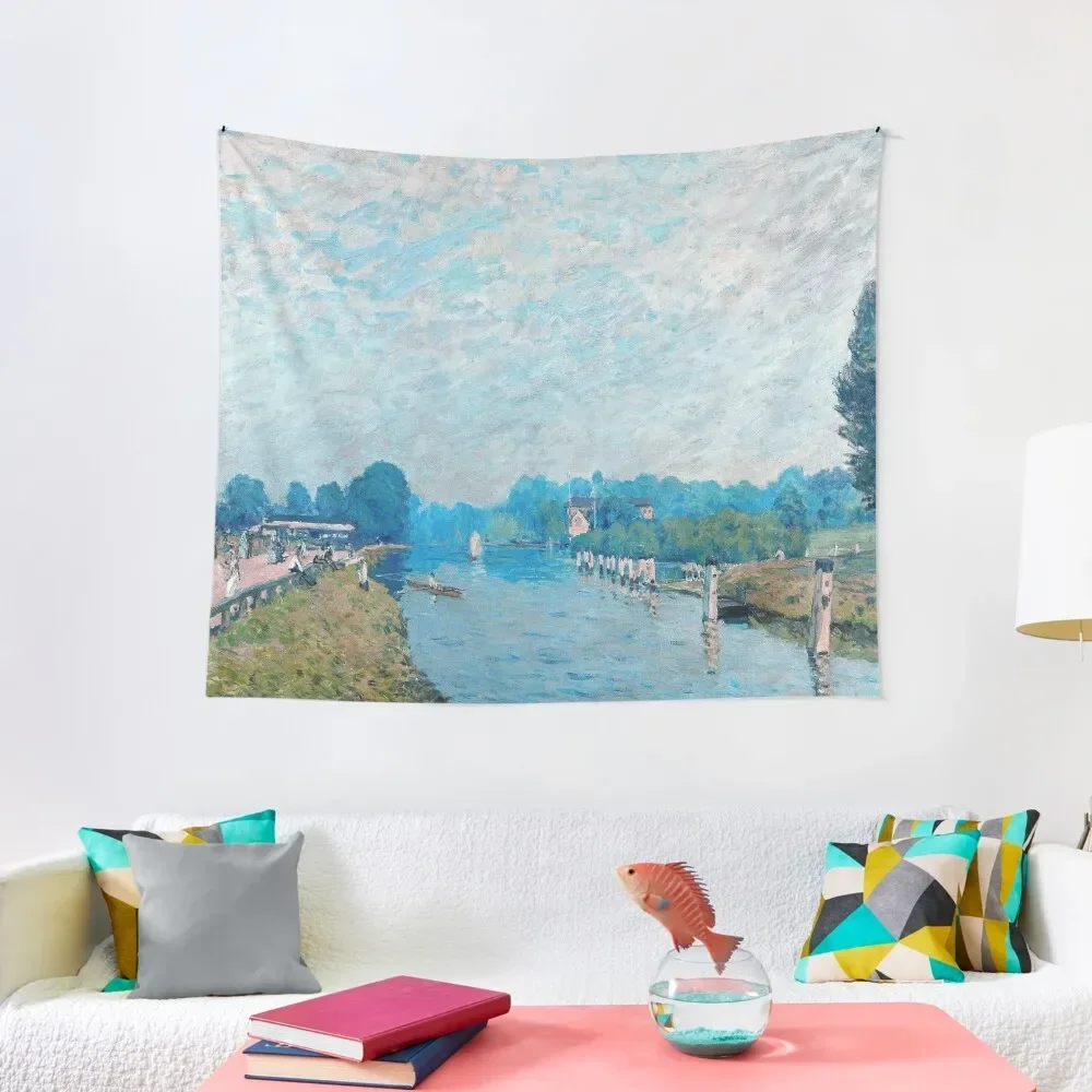 

Alfred Sisley - Banks of rivers (the Thames Hampton Court, first week of October) Tapestry Funny Wall Decor For Bedroom Tapestry