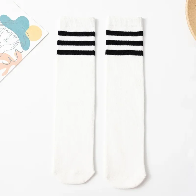 Kinder Fußballsocken Drei Streifen Kniehohe Baumwolle Sportsocken Kleinkind Jungen Mädchen Uniform Schlauchsocken