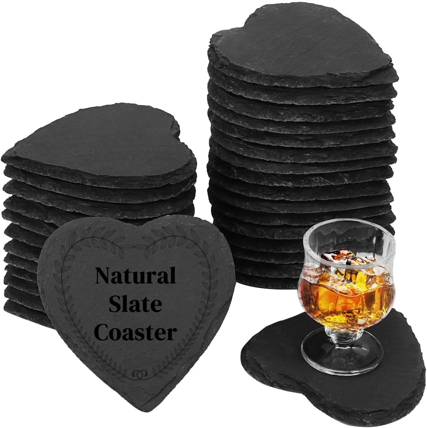 

NEJE 20pcs Slate Coasters 4-Inch Love Natural Stone Coasters Laser Engraver Materials Desktop Protection Slate Drink Coasters