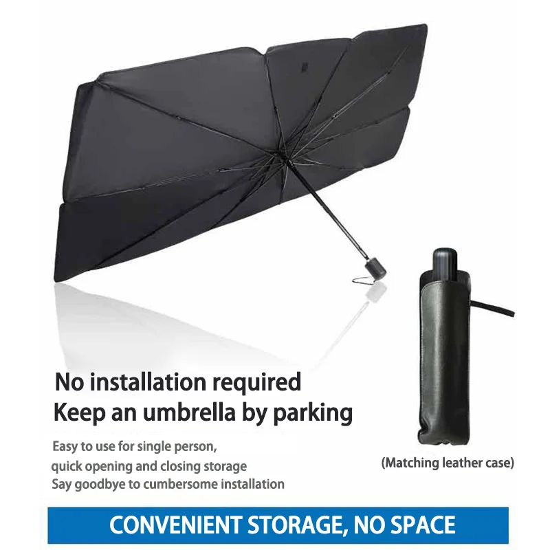 Car parasol inside the front windshield sunscreen sunshade artifact car sunscreen insulation sunshade portable storage image 2