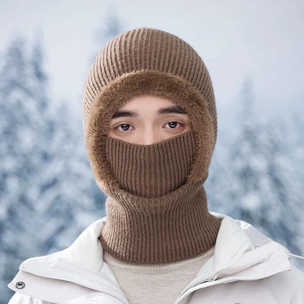 

New Windproof Pullover Hat Keep Warm Velvet Lined Face Mask Cold Proof Ear Protection Hat Women/Men