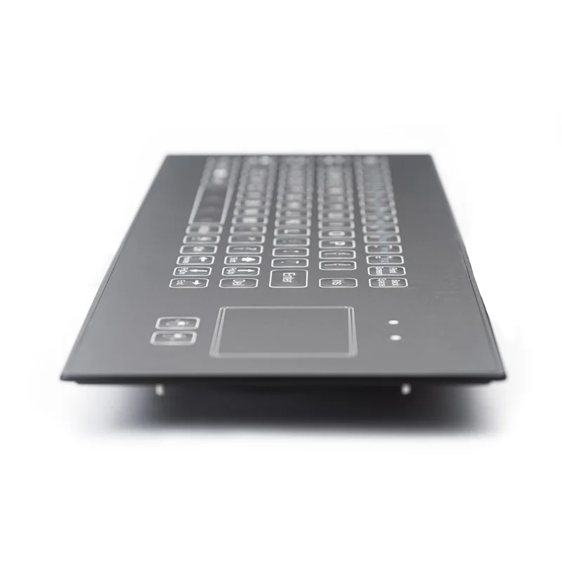 IP66 Waterproof Industrial Metal Medical Grade Ultra-thin Black Membrane Keyboard With Touchpad