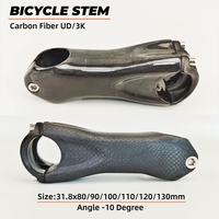 Carbon Fiber Bicycle Stem, MTB/Road Bicycle Track Ultra Light Carbon Stem 10 Degrees 31.8 * 80-120mm Bicycle Components