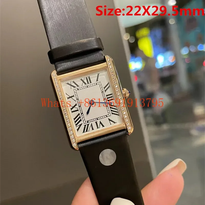 Reloj de pulsera de cuero de vaca para mujer, cronógrafo de cuarzo con diamantes de alta calidad, de lujo, Original, de acero inoxidable