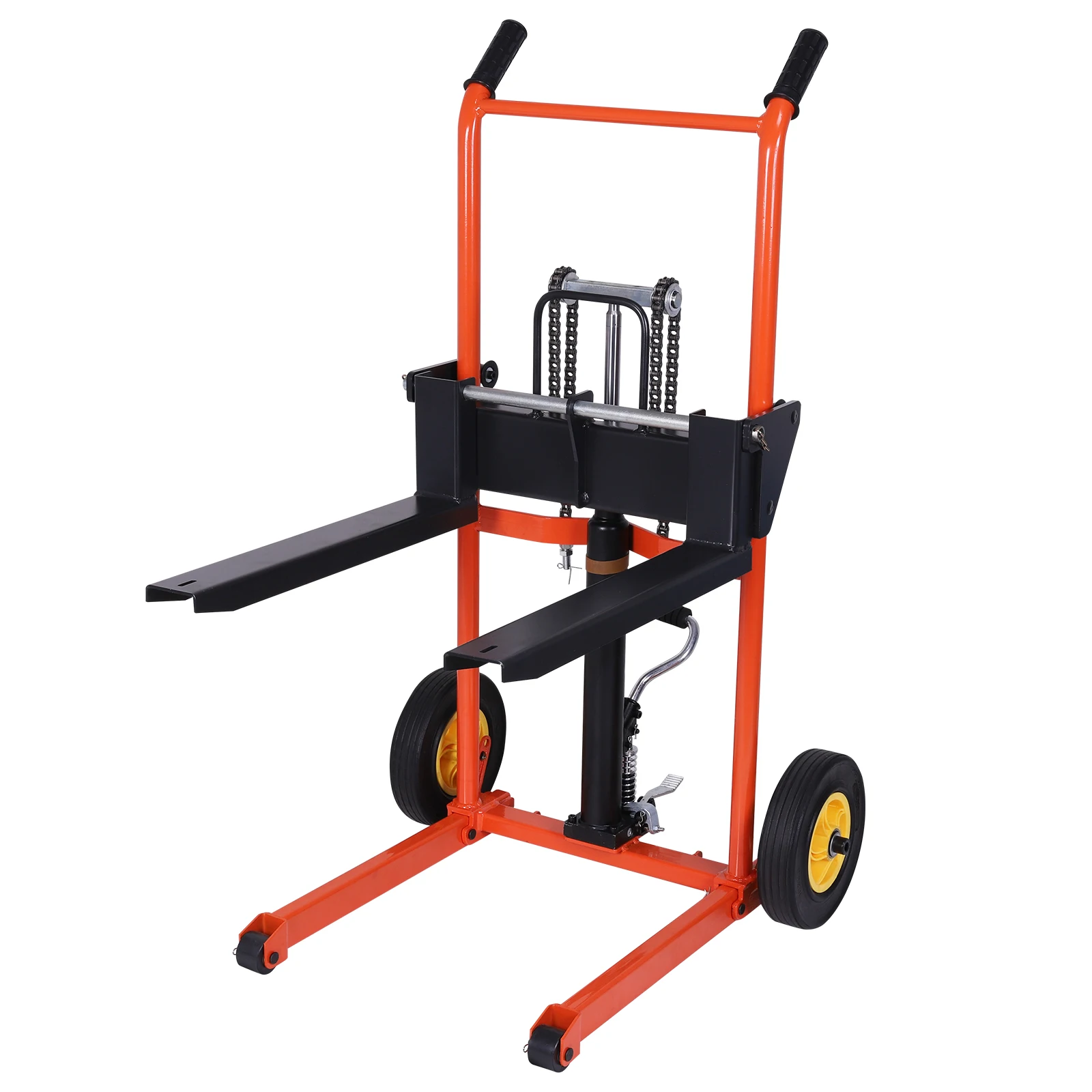 

Hydraulic Material Lift Pallet Truck with Adjustable Forks Manual Winch Stacker Suitable for Supermarket Warehouse and Household