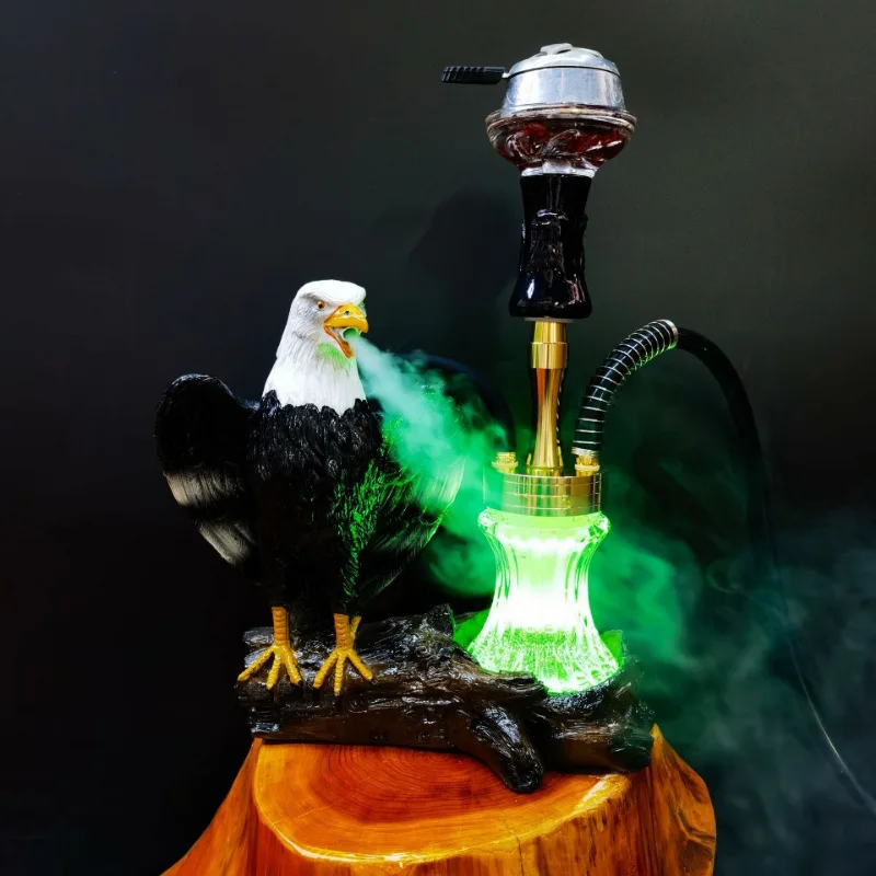 Arabian Resin Craft hookah Eagle Shape Mouth Out Of Smoke Shisha KTV Luxury Lighting Hookah Smoking Pipe Narguile Complete Gift