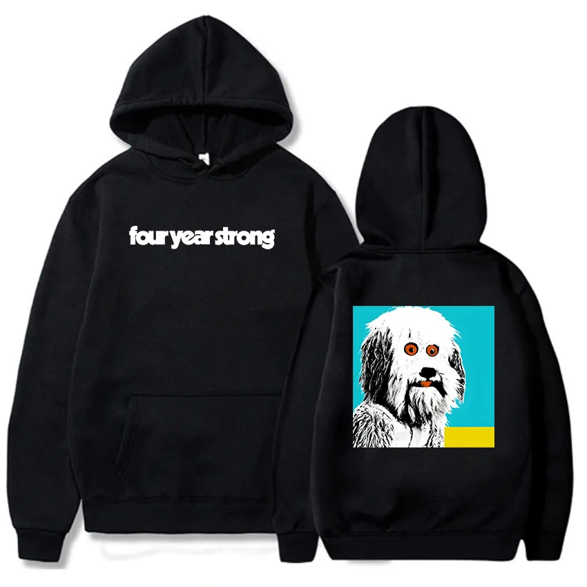 

Hip Hop Streetwear Four Year Strong Hoodies Casual Men Women Hooded Sweatshirts Dog Kawaii Cartoon Graphic Sudaderas Print Hoody