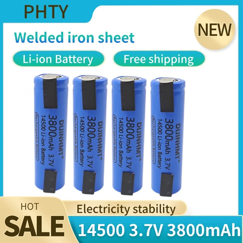

New 14500 Battery 3.7V AA 3800mah Lithium Ion Battery, with Welding, for Electric Toothbrush, Razor, Barber Rechargeable Battery