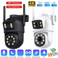 4K 6MP Wifi Security Camera PTZ Outdoor Dual Screen Human Detection Dual Lens Webcam Night Vision Waterproof CCTV IP Camera 360