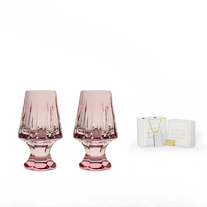 Wine set Pink small wine glass Fruit glass Whiskey scent crystal cup Spirit glass