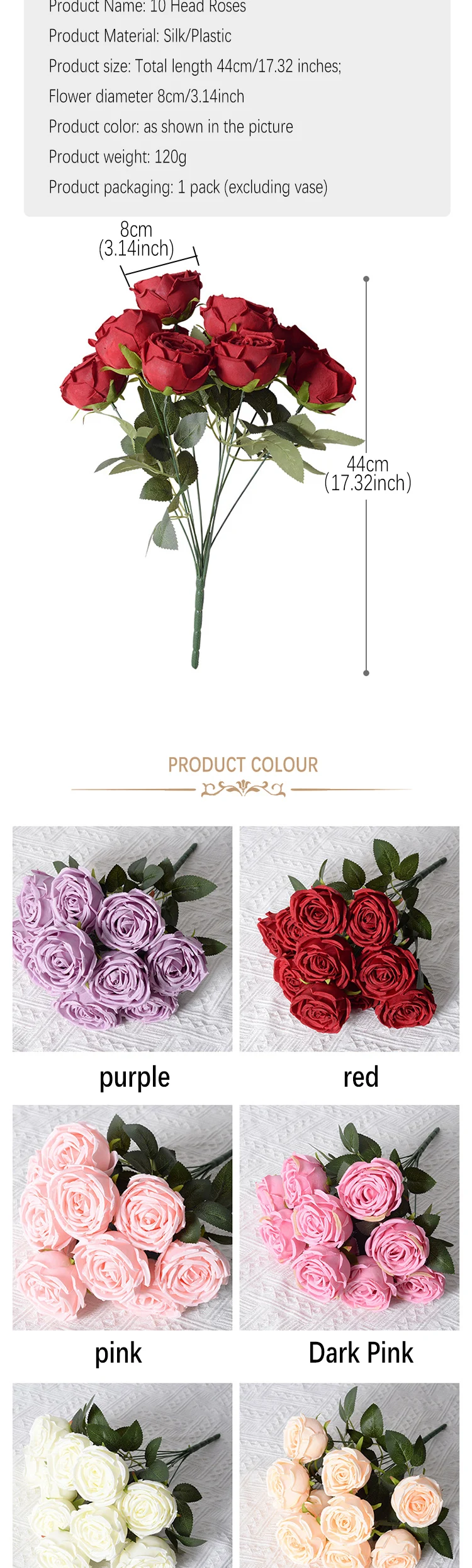 10 rote Rosenköpfe für DIY-Hochzeitsdekoration, künstliche Blumen, Brautstrauß, Blumenarrangement-Zubehör, Weihnachtsdekoration, Wohnaccessoires – Detail 2