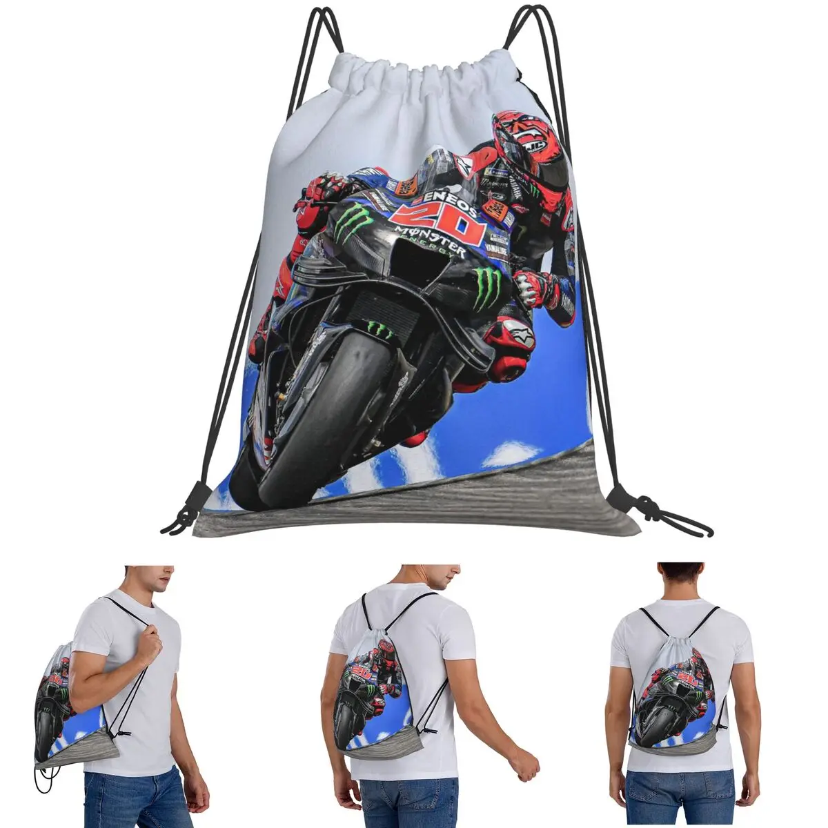 

Fabio Quartararo French Motorcycle Racer Backpacks Fashion Drawstring Bundle Pocket Sports Bag Book Bags for Travel Students