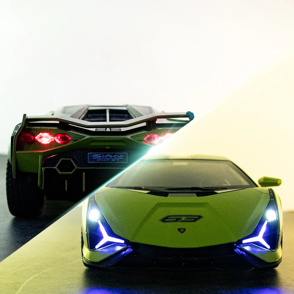 1:24 Lamborghini Sian FKP37 pressofusi per auto in lega e veicoli giocattolo modello di auto suono e luce tirare indietro giocattoli per auto regali