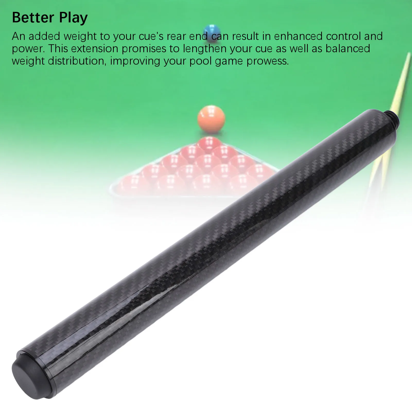 

12 Inch Carbon Billiard Pool Cue Extension Billiards Accessory Pool Cue Extender with Rubber End Pool Cue Extension