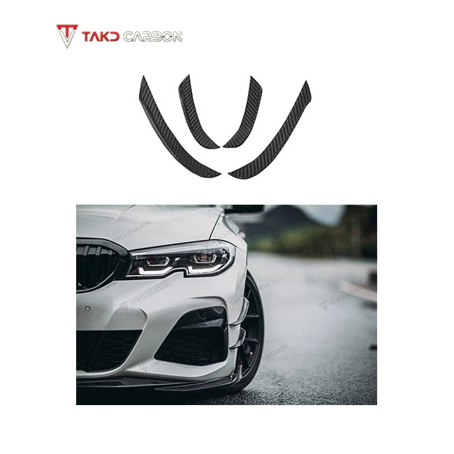 

TAKD Carbon Perfect Fitment Aerodynamic Dry Carbon Fiber Front Bumper Canards for bmws 3 Series G20 2019-2022